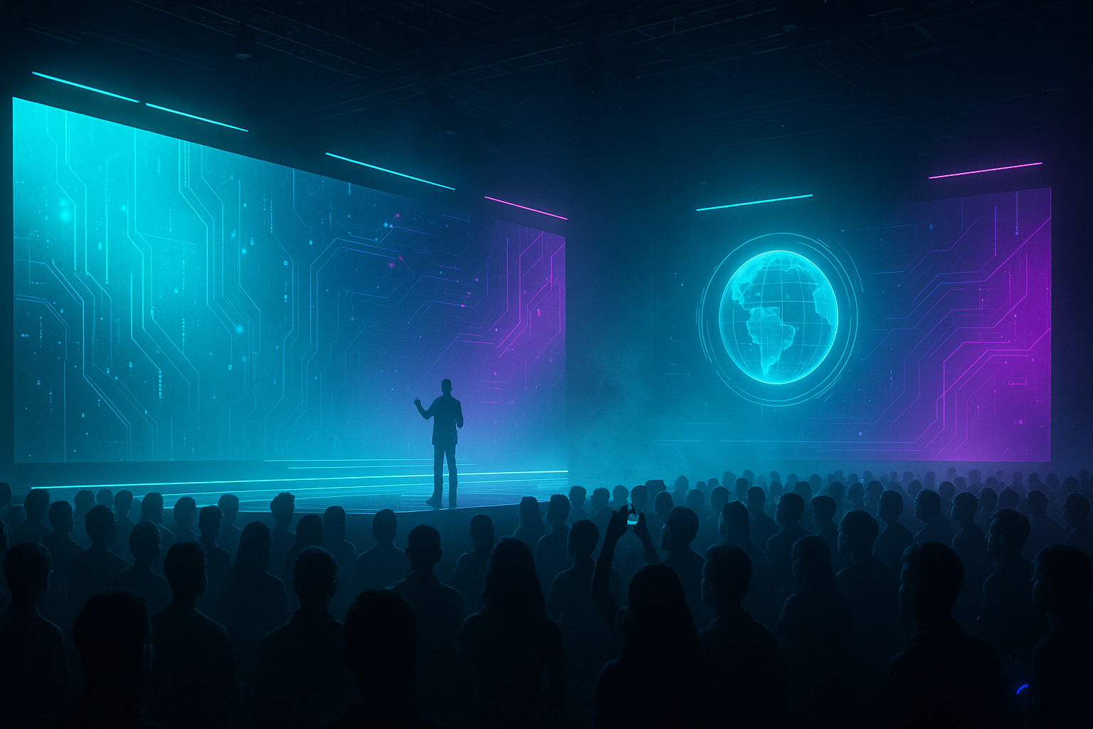 FutureEvents — palco futurista com LED e plateia